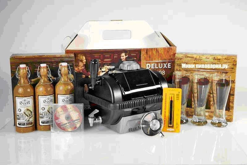Минипивоварня De Luxe 2008 с бокалами