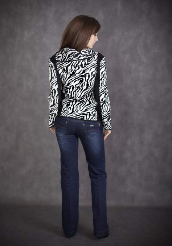 Женский молодежный пуловер зебра с капюшоном, G0002