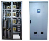 Автоматические конденсаторные установки с любым шагом регулирования на рабочее напряжение 400В мощностью от 25 до 425 квар.