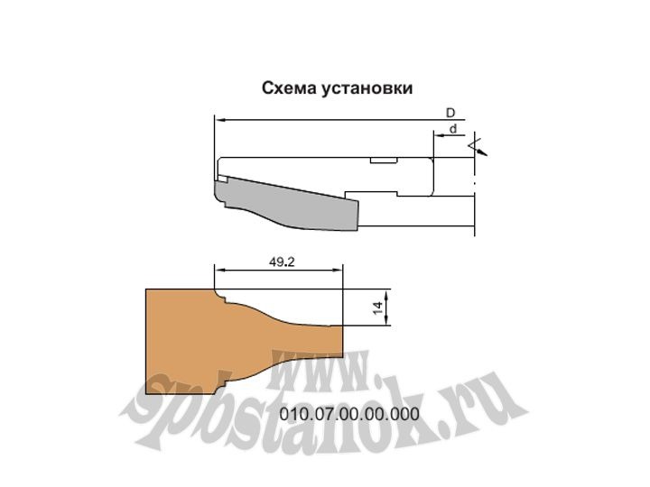 Фреза для обработки дверных филенок Механик 010.07/08/09.xx со сменными ножами HSS