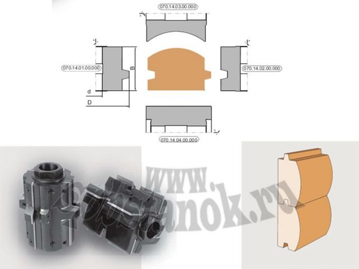 Фрезы комплект для производства строительного бруса Механик 070.14.хх со сменными ножами HSS