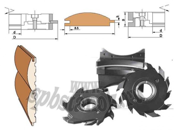 Фрезы комплект для производства паза-гребня блок-хауса Механик напайка твердый сплав