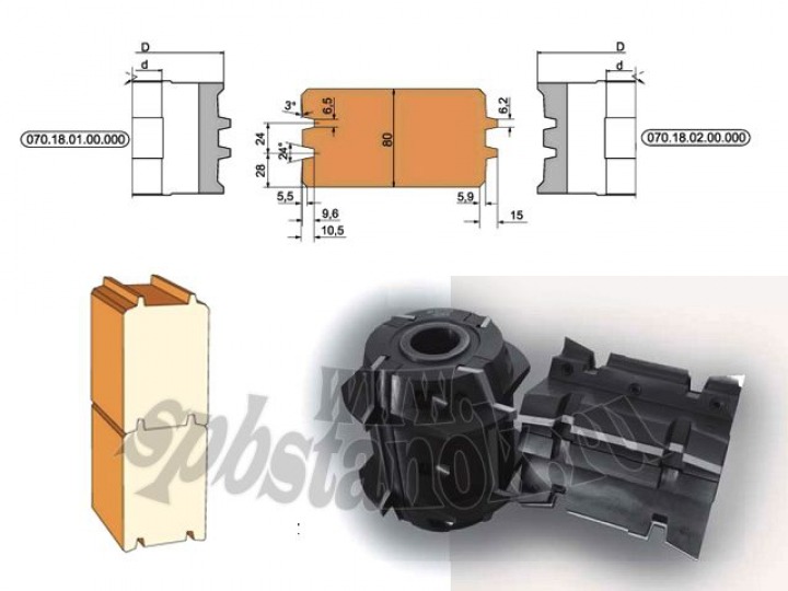 Фрезы комплект для производства строительного бруса Механик 070.18.хх со сменными ножами HSS