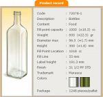 Бутылка стекляная Мараска (Maraska) 1000 мл для пищевых растительных масел, бальзамов, уксусов, сиропов, соусов и т.л