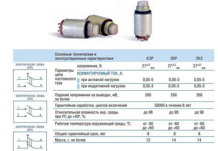 Кнопки с самовозвратом КЗР, 2КР, 2КЗ