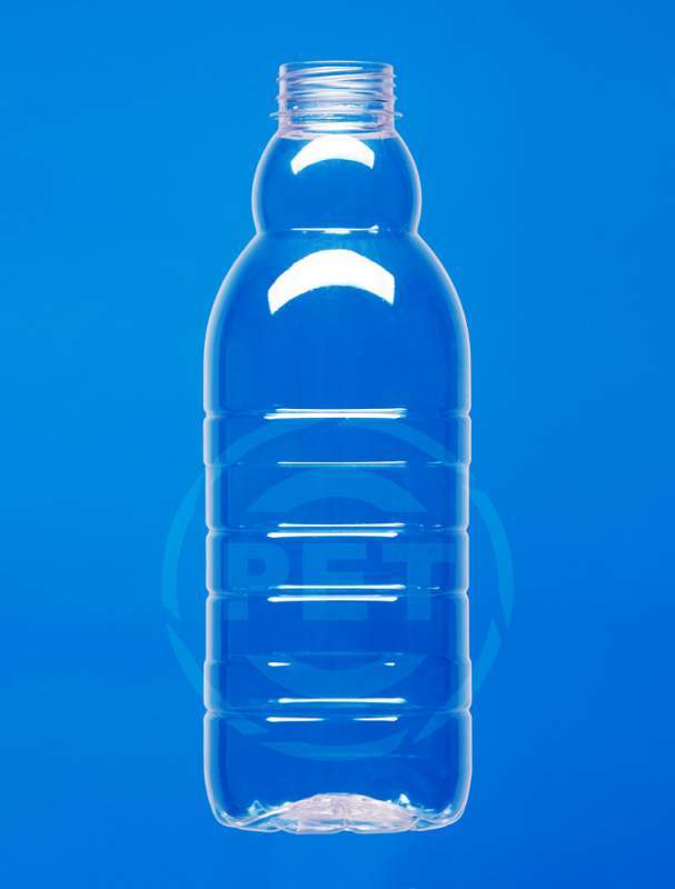 Бутылка пластиковая 1,0 л. Прозрачная, круглая.