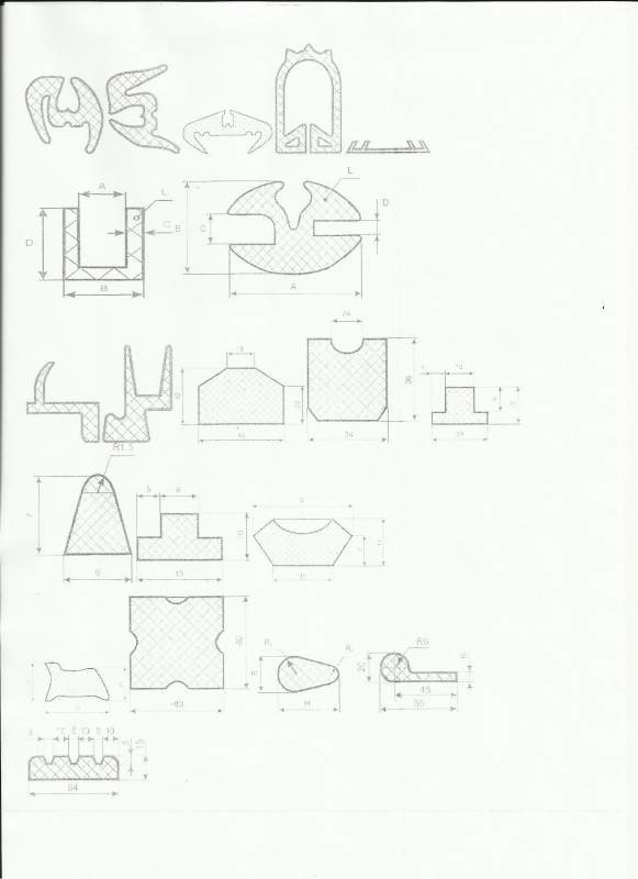Профили, шнуры для уплотнения стекол, окон и других сооружений