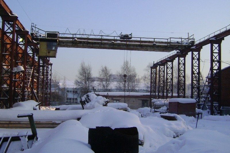 Каркас склада, эстакада с мостовым краном Каркас склада, эстакада с мостовым краном