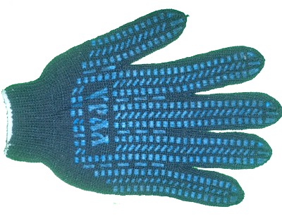 Перчатки ЛЮКС черные 5 нитей с ПВХ покрытием  «Протектор/Точка»