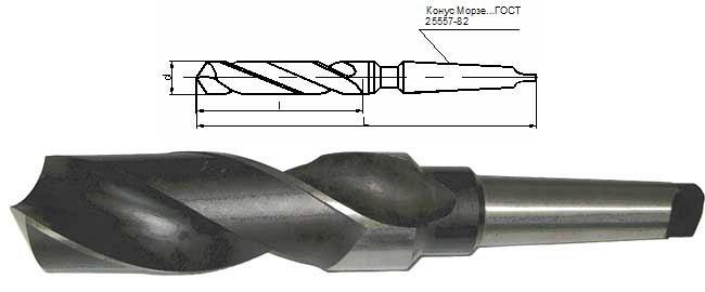 Сверла спиральные с коническим хвостовиком средняя серия