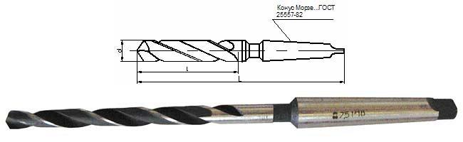 Сверла спиральные с коническим хвостовиком длинная серия