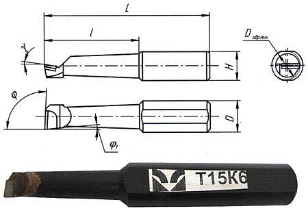 Резцы расточные с цилиндрическим хвостовиком для координатно-расточных станков для глухих отверстий с пластинами из твёрдого сплава