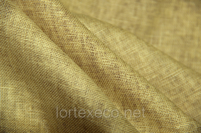 Ткань льняная смесовая (65% Лен/35% ПЭ), Желто-коричневая