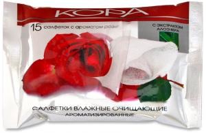 Салфетки влажные очищающие ароматизированные с ароматом розы