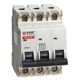 Выключатель автоматический 3п   50А  C 4,5kA ВА 47-63  (под опломбировку) (mcb4763-3-50C)   EKF