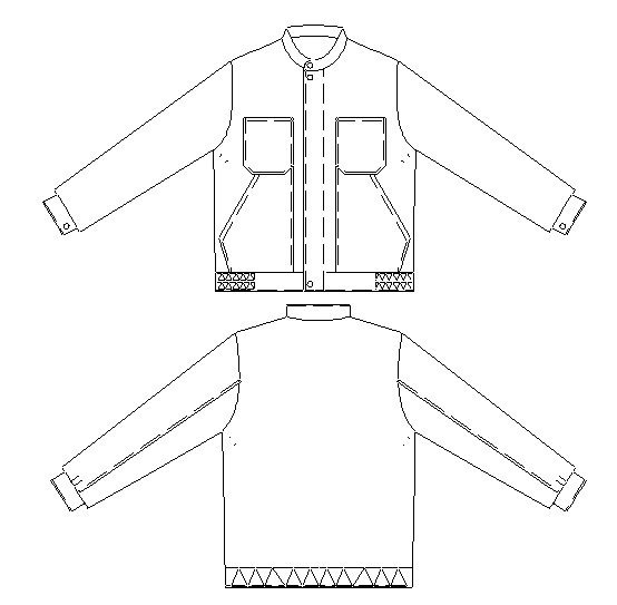 Готовые лекала куртки рабочего костюма. Мод.302