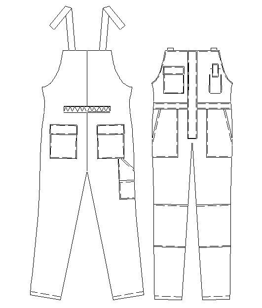 Готовые лекала  полукомбинезона. Мод.101