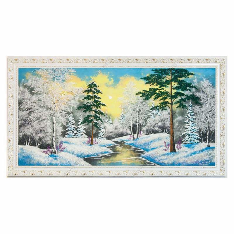 Картина Зимний пейзаж багет гипс №9, 50х100 см