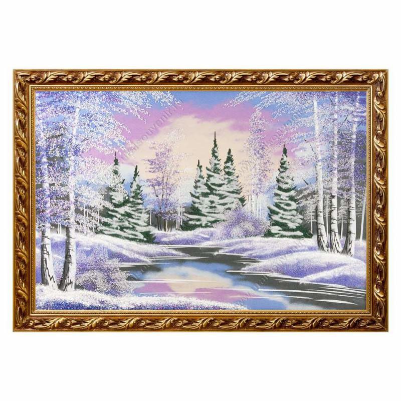 Картина Зимний пейзаж багет гипс №6, 40х60 см