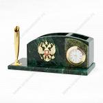 Настольный мини-набор с гербом России камень змеевик