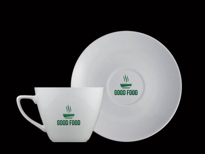 Чайная пара (чашка+блюдце) с логотипом для ресторанов и кафе
