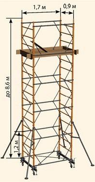 Вышка-тура РАДИАН-АЛЬФА, 0,9х1,7м, высота до 8,6м