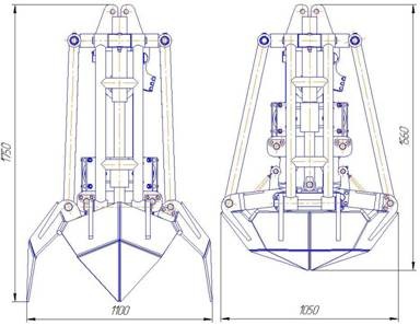 Грейфер одноканатный четырехчелюстной ДГ4-5-С3-1к-0,1