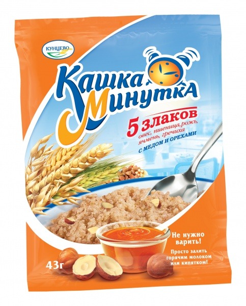 Хлопья крупяные 5 злаков с мёдом и орехами Кашка Минутка Хлопья крупяные 5 злаков с мёдом и орехами Кашка Минутка