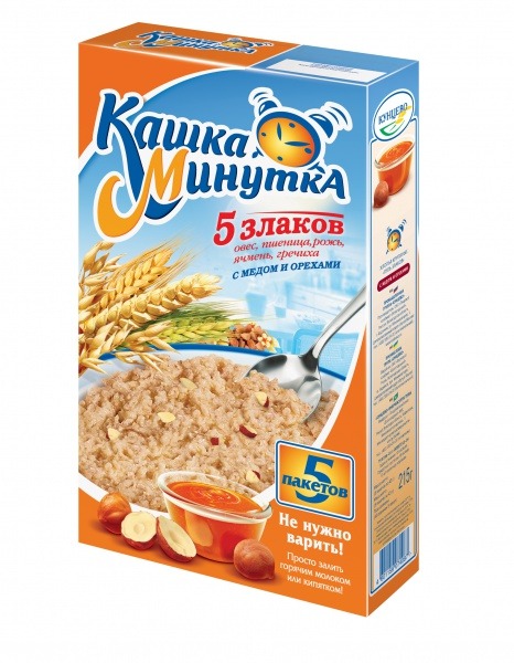 Хлопья крупяные 5 злаков с мёдом и орехами Кашка Минутка Хлопья крупяные 5 злаков с мёдом и орехами Кашка Минутка