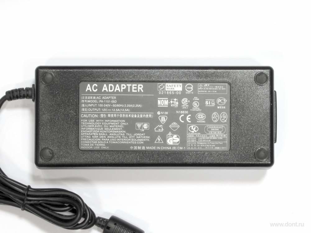 Блок питания 12в 12,5А 150вт PA-1151-05D (AC-DC Power Adapter, 12V@12,5A 150W)