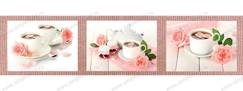 Кухонный фартук ХДФ (художественная панель) 0,6х2,44м, чайные розы