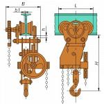 Таль ручная червячная с механизмом передвижения г/п 1 т, 12 м
