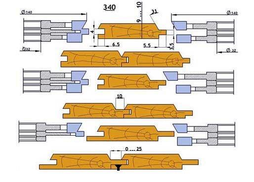 Комплект фрез для изготовления обшивочной доски (вагонки) №  340 производитель Инструмент