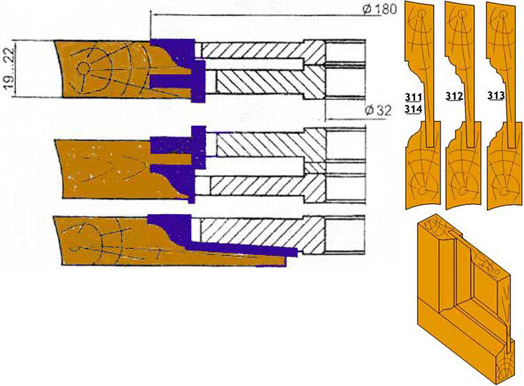 Комплект фрез для изготовления мебельных фасадов №  311-314 производитель Инструмент