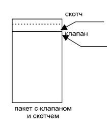 Пакет с клапаном и скотчем