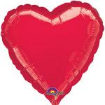 Фольгированные СЕРДЦА без рисунка Воздушные шары Anagram ШАР 9"/23 см Сердце (Красный) металлик 1шт. воздушный