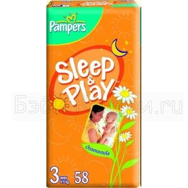 Подгузники Pampers Sleep&Play Памперс 4-9 кг. 58 шт. 3