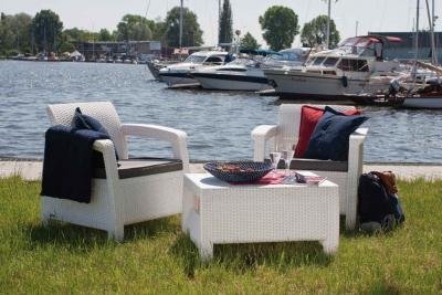 Комплект плетеной пластиковой мебели Corfu Weekend (Balcony) Set, Keter белый, 3 пр Комплект плетеной пластиковой мебели Corfu Weekend (Balcony) Set, Keter белый, 3 пр