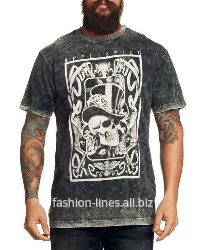 Мужская футболка Affliction Poison poster с черепом в цилиндре