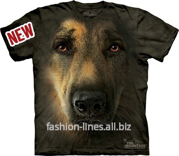 Мужская футболка The Mountain German Shepherd Portrait с мордой немецкой овчарки