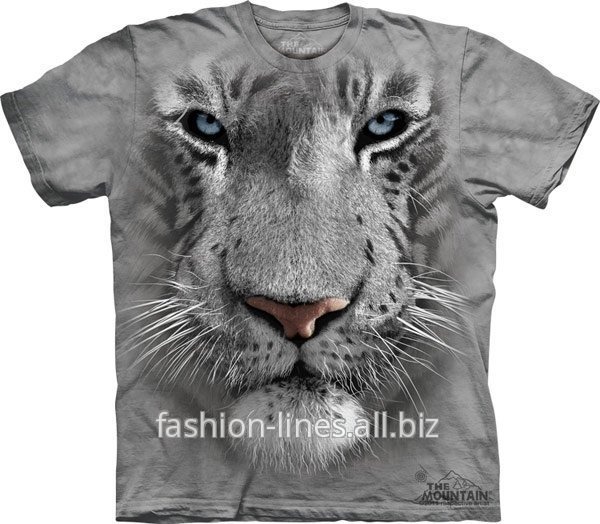 Мужская футболка The Mountain White Tiger Face с мордой белого тигра