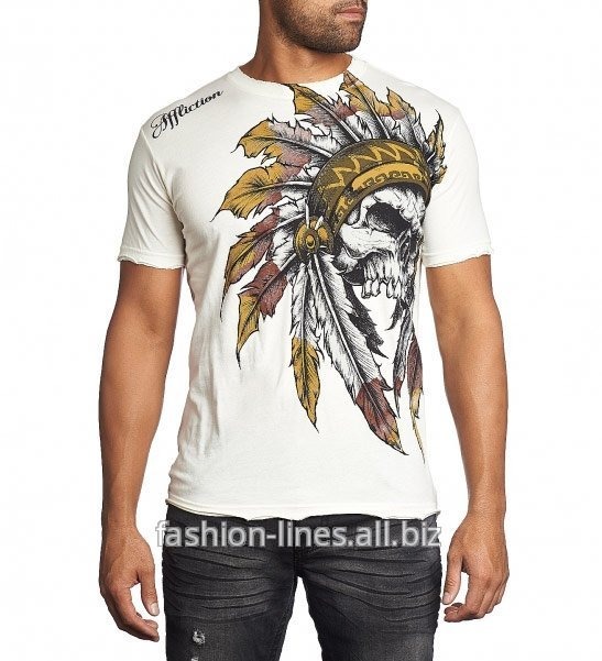 Прикольная футболка Affliction Windtalker с черепом индейского вождя