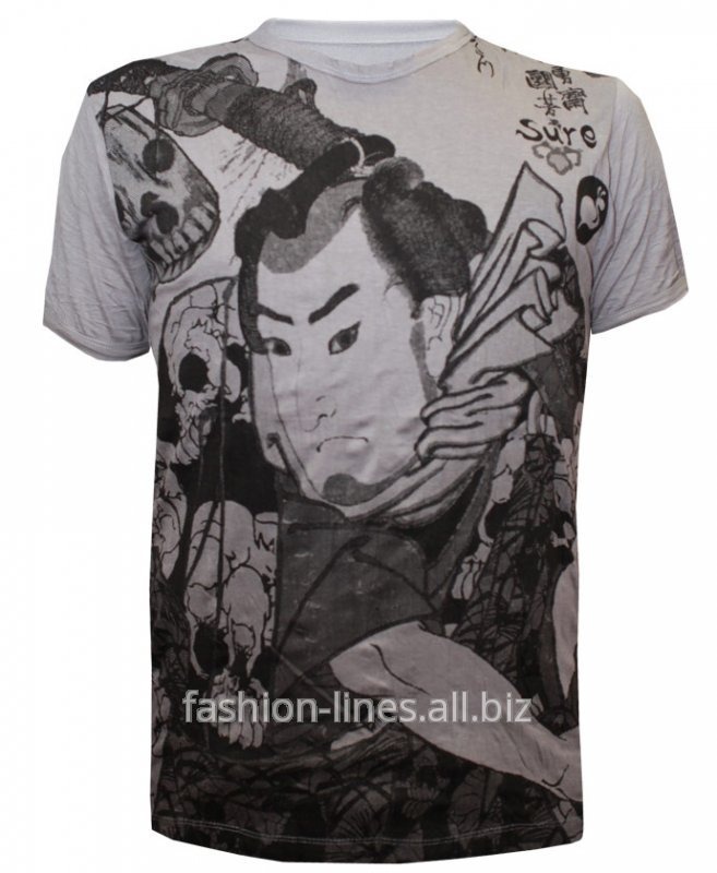 Футболка мужская Sure design Samurai с самураем в стиле японской гравюры