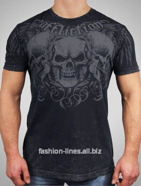 Именная мужская двусторонняя футболка Affliction Garcia Revolution с черепами