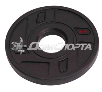 Полиуретановый диск Alex, без отверстий, черный, 1.25 кг Aerofit P-TPU-1.25K