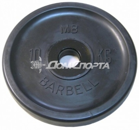 Диск обрезиненный, чёрный, евро-классик, 10 кг MB Barbell MB-PltBE-10