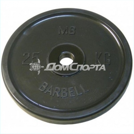 Диск обрезиненный, чёрный, евро-классик, 25 кг MB Barbell MB-PltBE-25