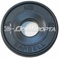 Диск обрезиненный, черный, евро-классик, 1,25 кг MB Barbell MB-PltBE-1,25