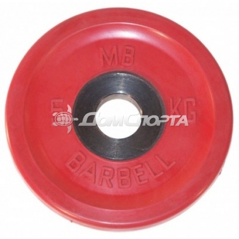 Диск обрезиненный, евро-классик, красный, 5 кг MB Barbell MB-PltCE-5