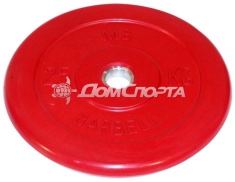 Диск обрезиненный, красный, 26 мм, 25 кг MB Barbell MB-PltC26-25